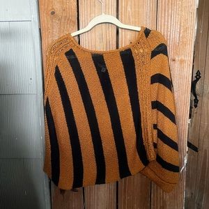 Black and orange stripes loose fitting sweater